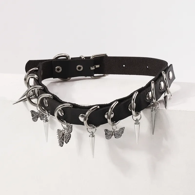 Stylish Butterfly Charm Pu Leather Choker
