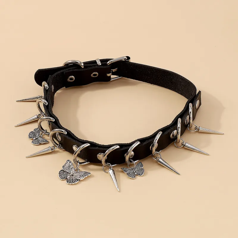 Stylish Butterfly Charm Pu Leather Choker