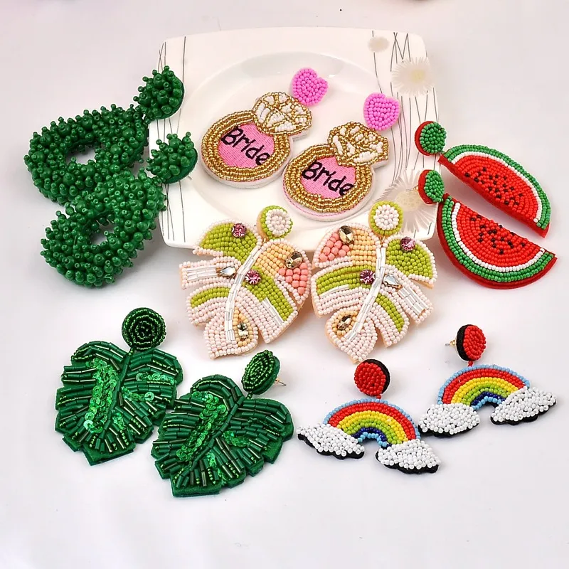 Bohemian Beaded Drop Earrings