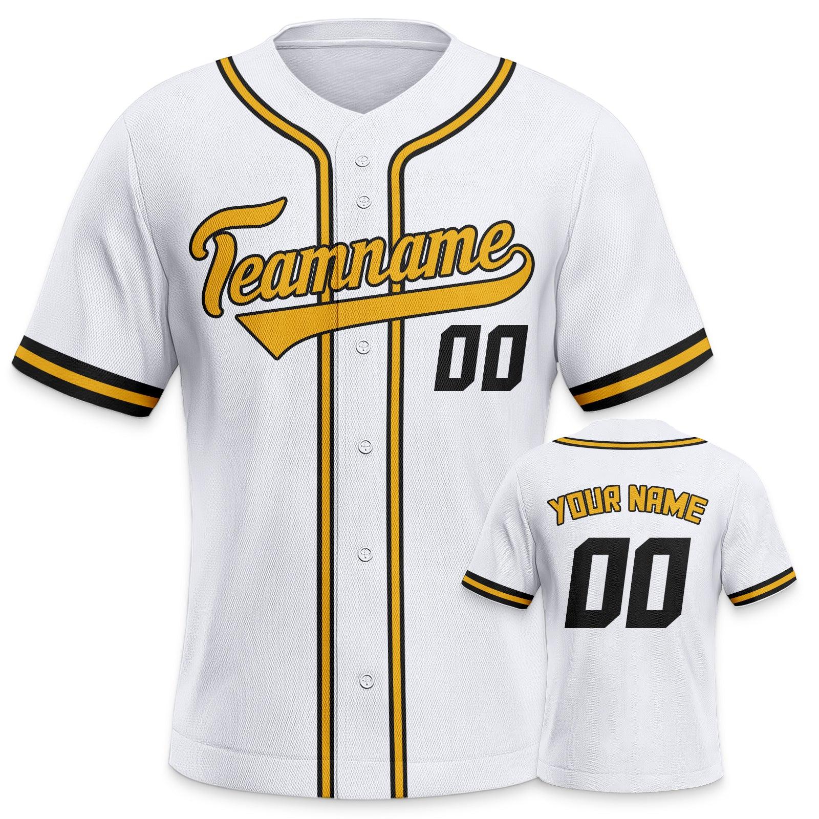 Custom White Black-Gold Authentic Classic Baseball Jersey