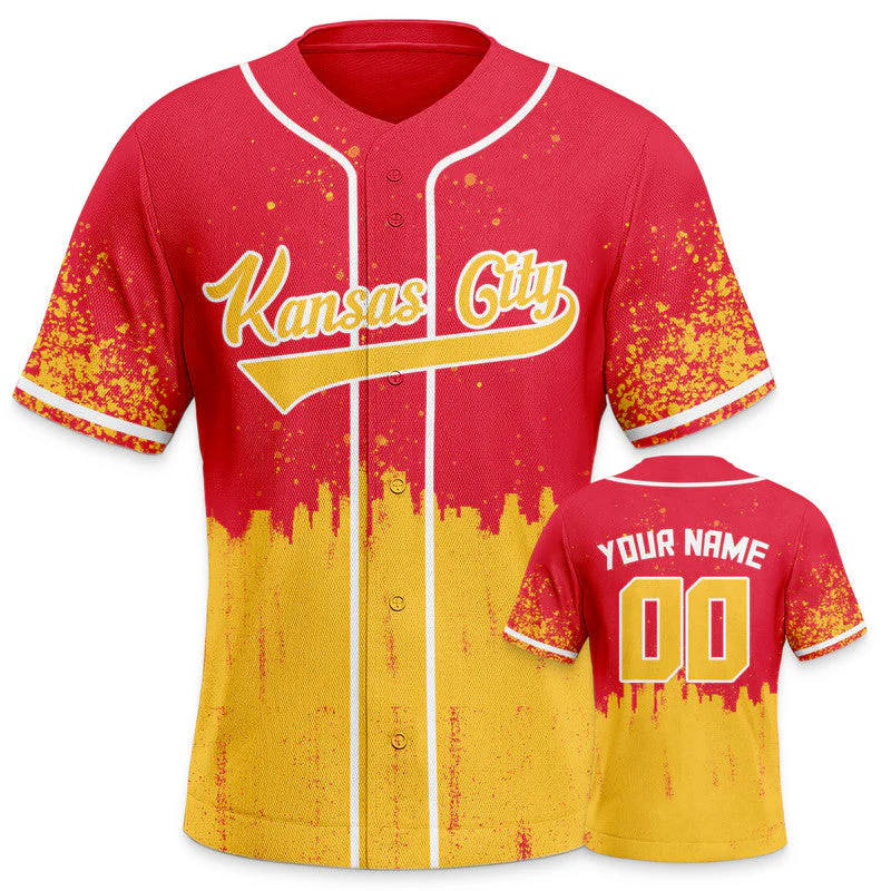 Custom 3D Graffiti Red Gold-White Authentic Baseball Silhouette Jersey