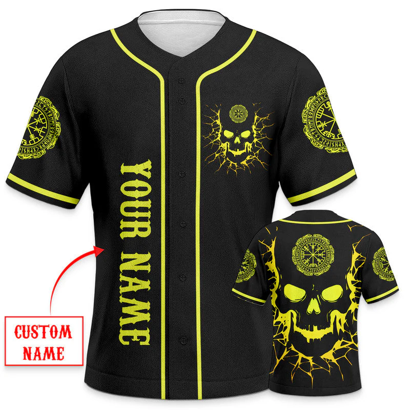 Viking Compass Yellow Skull Custom Baseball Jersey