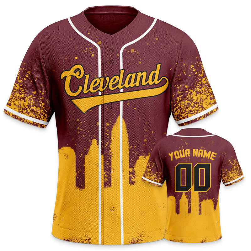 Custom 3D Graffiti Crimson Gold-White Authentic Baseball Silhouette Jersey