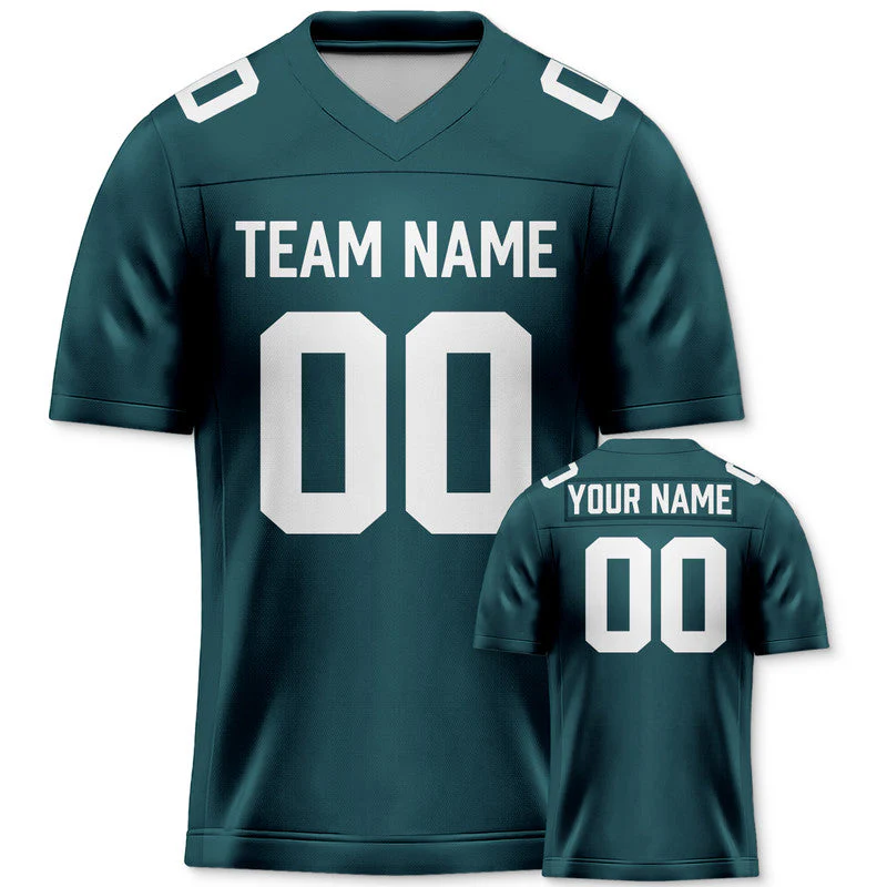 Custom Midnight Green White Mesh Authentic Football Jersey1